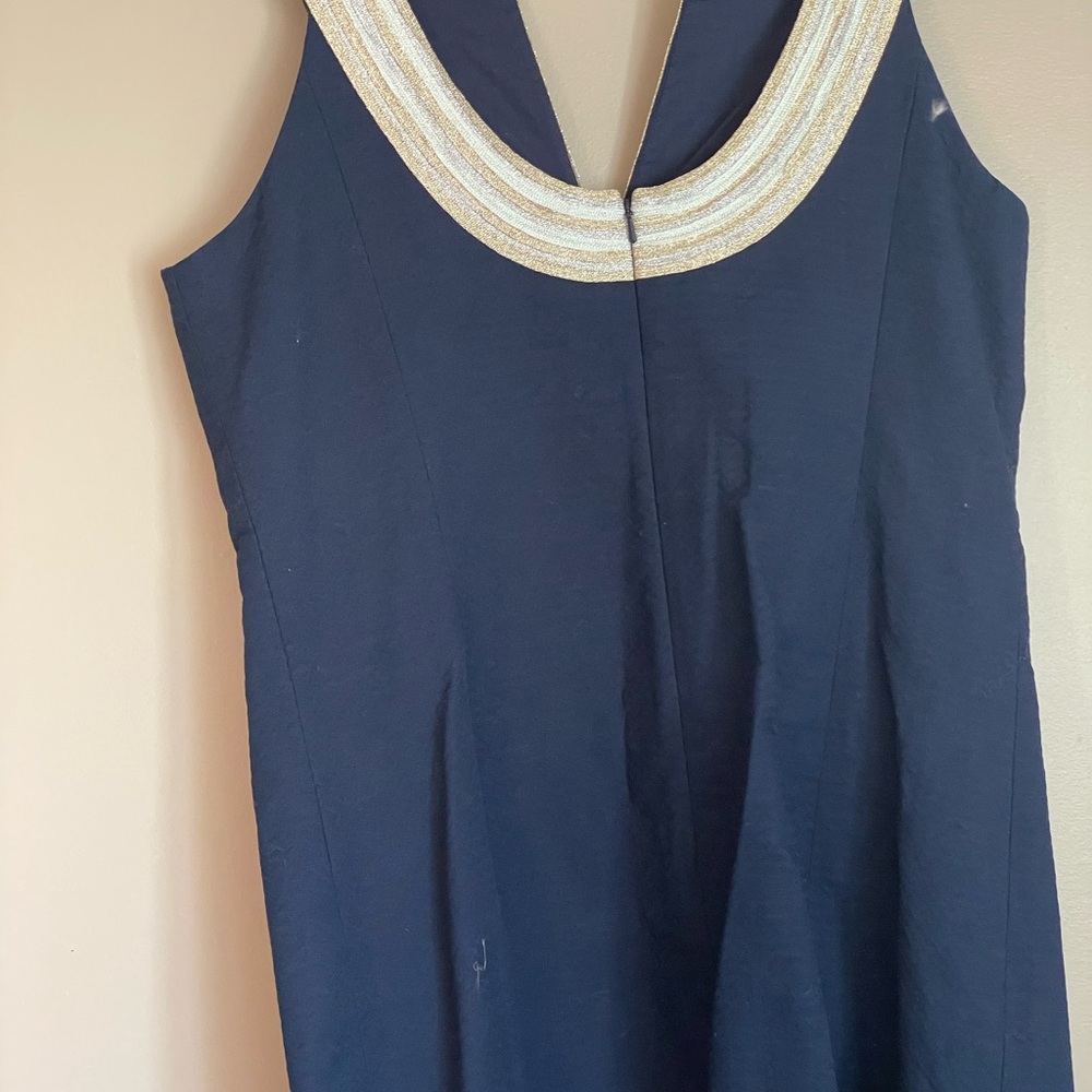 Lilly Pulitzer Navy Dress with Gold Embellishments-Kentucky Derby - Picture 7 of 8